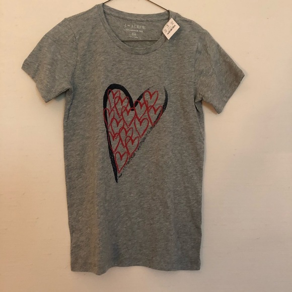 J. Crew Tops - NWT J Crew Gray T-shirt with Heart Size XXS